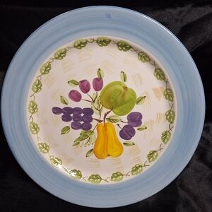 Vintage Frutta by Epoch Collection Dinner Plate~Hand Painted~Fruit Design~Blue